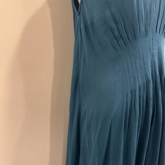 Soft Surroundings Villa Malia Gauze Maxi Dress Mallard Blue Pintuck Sleeveless S - Picture 5 of 10